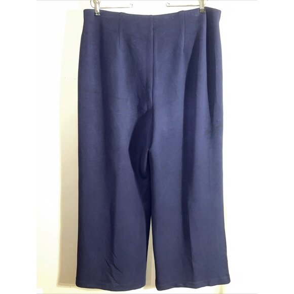 Lane Bryant Wide Leg Trousers Navy Blue Stretch Elastic Waist Pockets Sz 16 - Picture 4 of 10